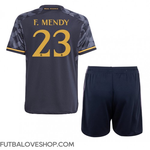 Dres Real Madrid Ferland Mendy #23 Preč pre deti 2023-24 Krátky Rukáv (+ trenírky)